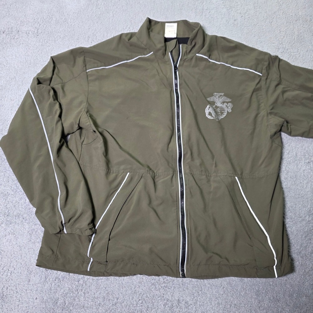 New Balance Mens Medium PT Jacket Olive Green USMC Marines Reflective M485000